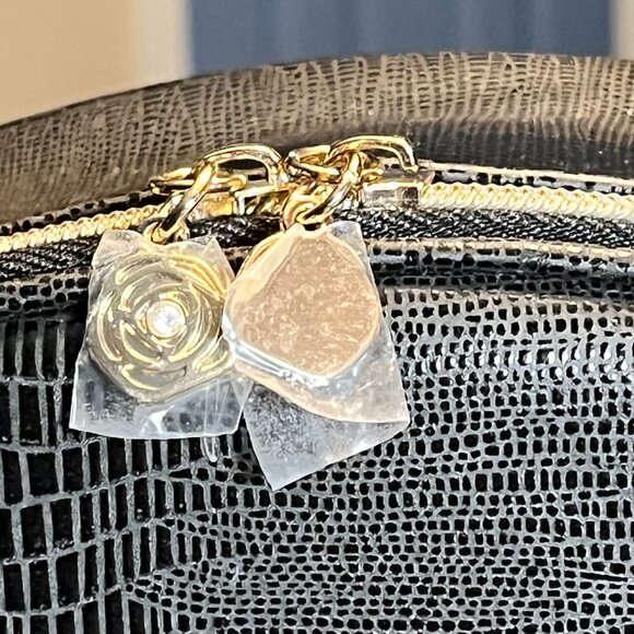 Lancome Paris Large Black Embossed Toiletries/Cosmetic/Medication Bag Purse - Picture 2 of 7